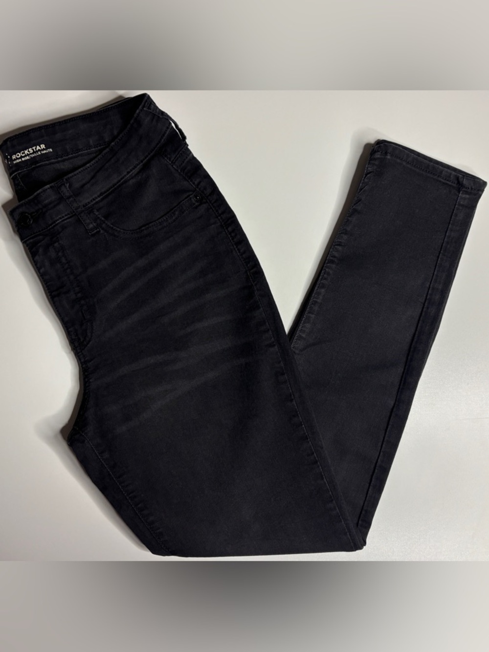 Old Navy Rockstar High Rise Skinny Jeans Black Stretch Denim Womens 12